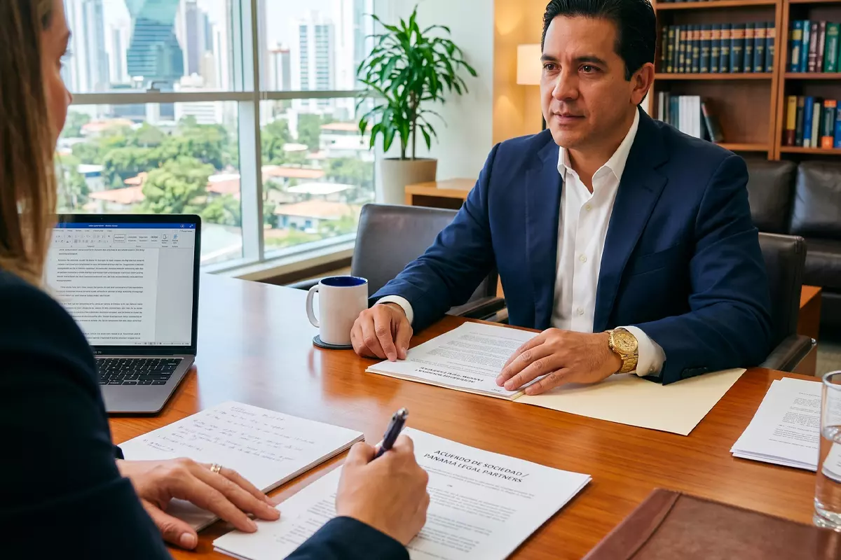 Abogada brindando asesoría legal corporativa en Panamá a empresario